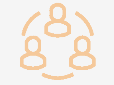 line drawing of 3 figures in a circle